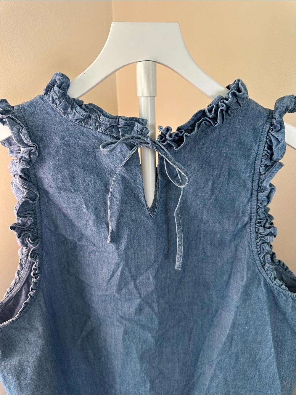 J. Crew Chambray Ruffle Sleeveless Top in Light Blue - Picture 5 of 8